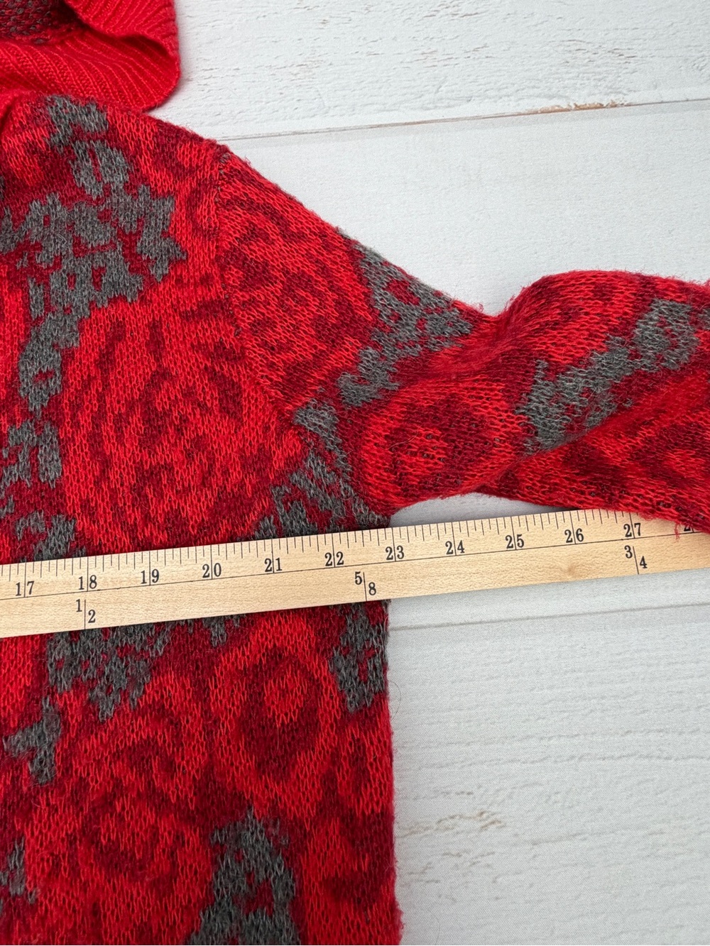 Anthropologie Maraschino Floral by Sparrow Oversized Red Floral Hooded Sweater - Picture 9 of 12